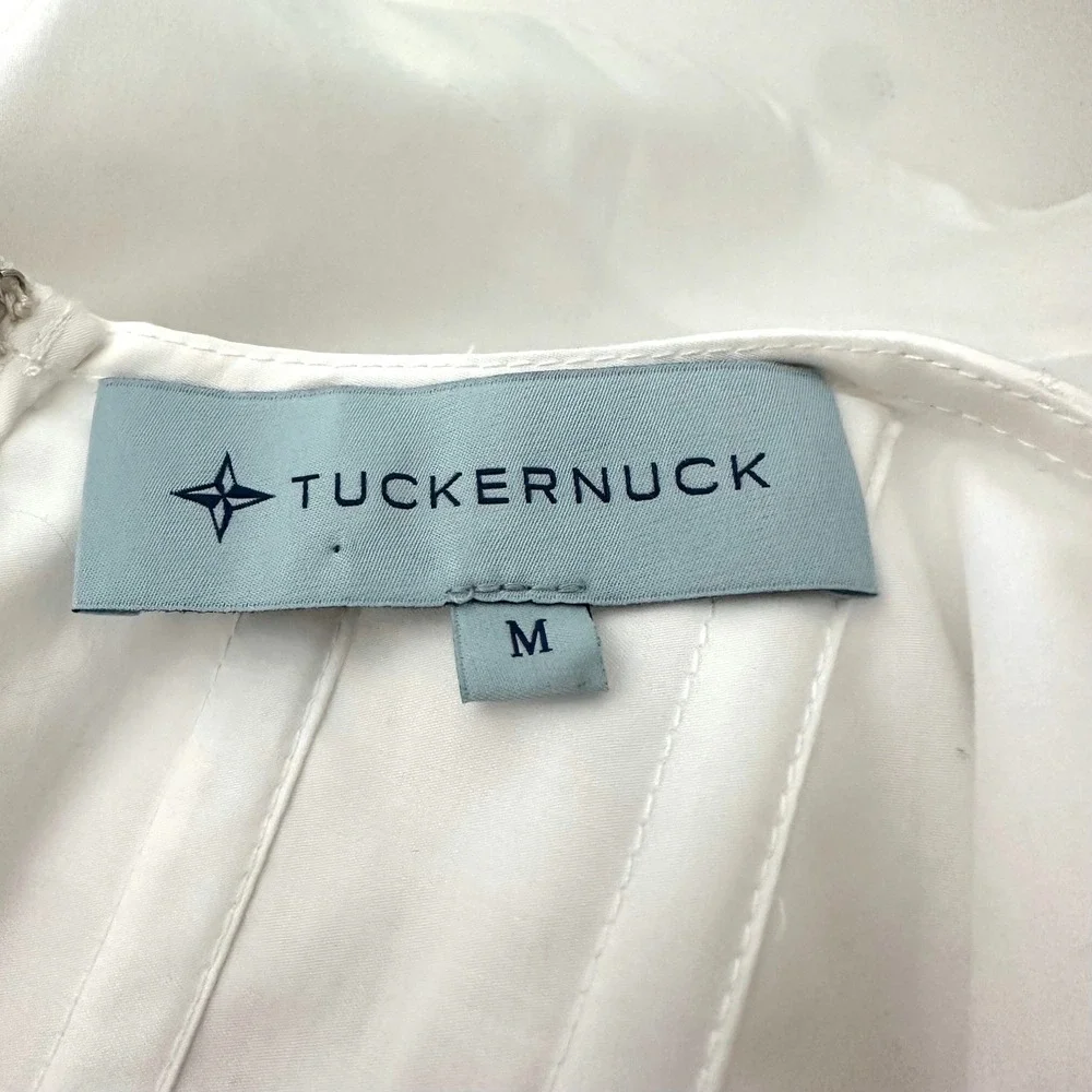 Tuckernuck Nealy Blouse White Cotton Corset Bodice Puff Sleeve Peplum Top Size M